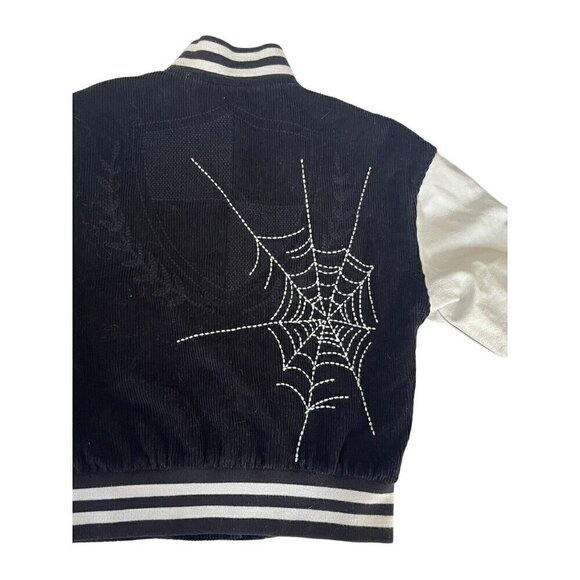 Urban Outfitters BDG Black Embroidered Corduroy Torrence Varsity Jacket Sz XS - Picture 11 of 13